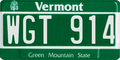 VT license plate WGT914
