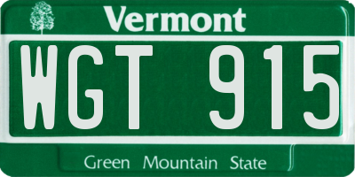 VT license plate WGT915