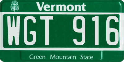 VT license plate WGT916