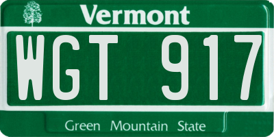 VT license plate WGT917
