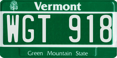 VT license plate WGT918