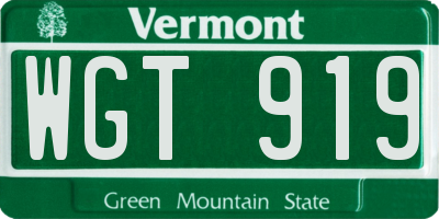 VT license plate WGT919