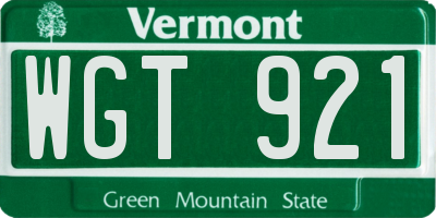 VT license plate WGT921