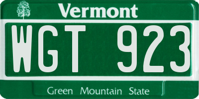 VT license plate WGT923