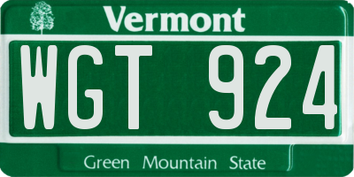 VT license plate WGT924