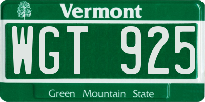 VT license plate WGT925