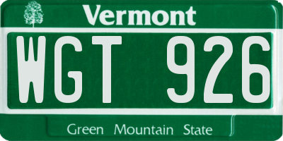 VT license plate WGT926