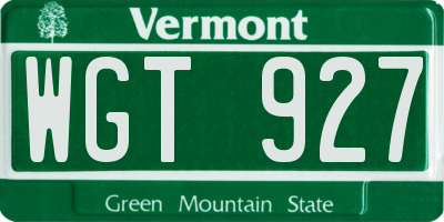 VT license plate WGT927