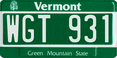 VT license plate WGT931