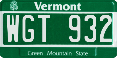VT license plate WGT932