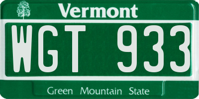 VT license plate WGT933