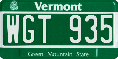 VT license plate WGT935