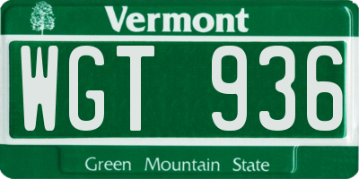VT license plate WGT936