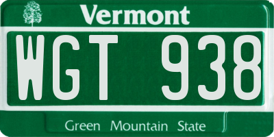 VT license plate WGT938