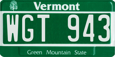VT license plate WGT943
