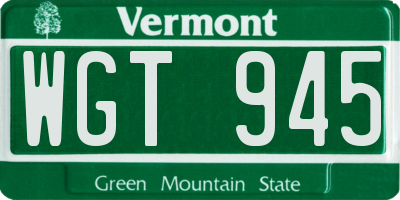 VT license plate WGT945