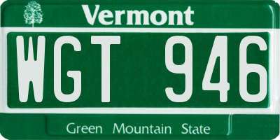 VT license plate WGT946