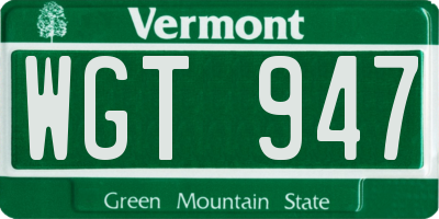 VT license plate WGT947