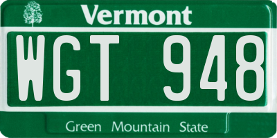 VT license plate WGT948