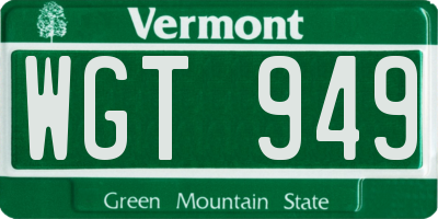 VT license plate WGT949