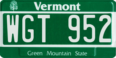 VT license plate WGT952