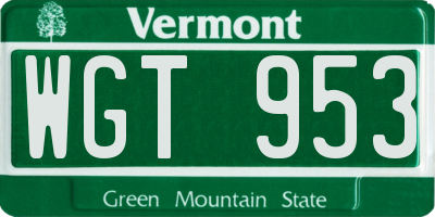 VT license plate WGT953