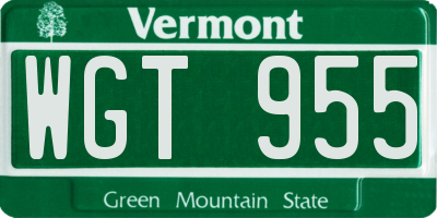 VT license plate WGT955