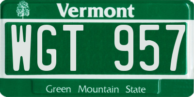 VT license plate WGT957