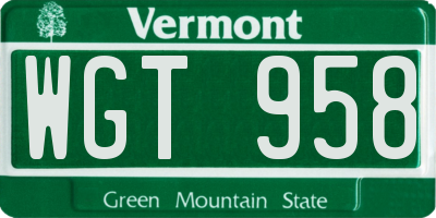 VT license plate WGT958