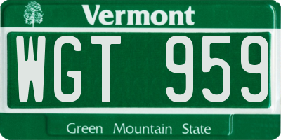 VT license plate WGT959