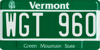 VT license plate WGT960