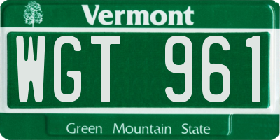 VT license plate WGT961