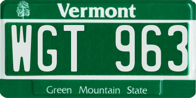 VT license plate WGT963