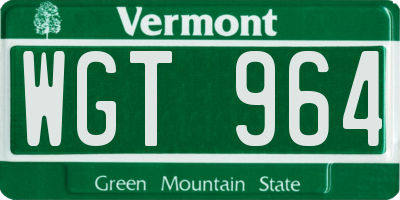 VT license plate WGT964