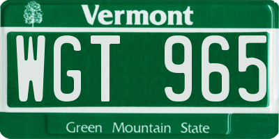 VT license plate WGT965