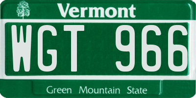VT license plate WGT966