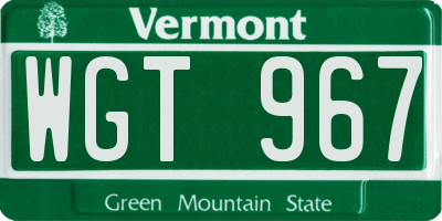 VT license plate WGT967