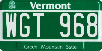 VT license plate WGT968