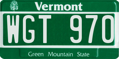 VT license plate WGT970