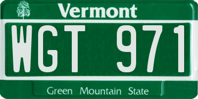 VT license plate WGT971