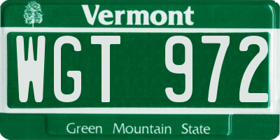 VT license plate WGT972