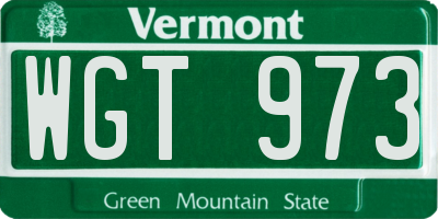 VT license plate WGT973
