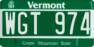 VT license plate WGT974