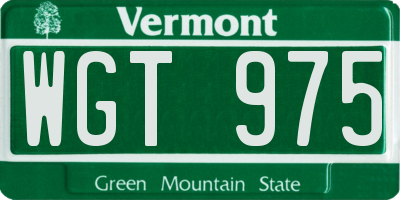 VT license plate WGT975