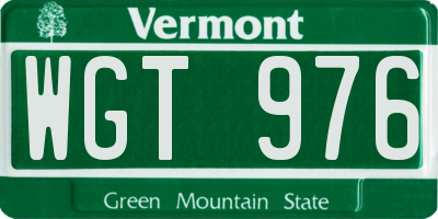 VT license plate WGT976