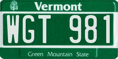 VT license plate WGT981