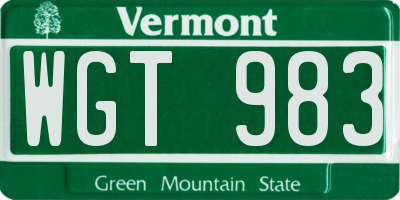 VT license plate WGT983
