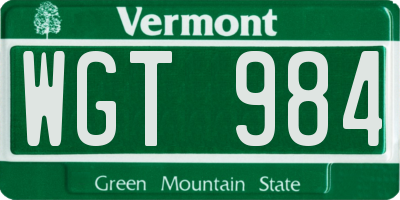 VT license plate WGT984