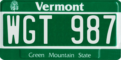 VT license plate WGT987