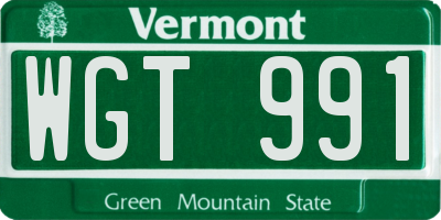 VT license plate WGT991